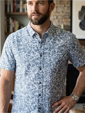 21 Men Floral Button-Up Shirt -XL